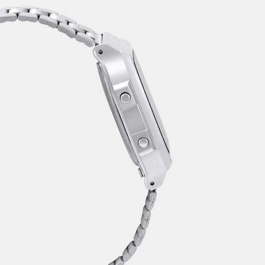 Casio Vintage Unisex Quartz Grey Dial Digital Stainless Steel Watch D131