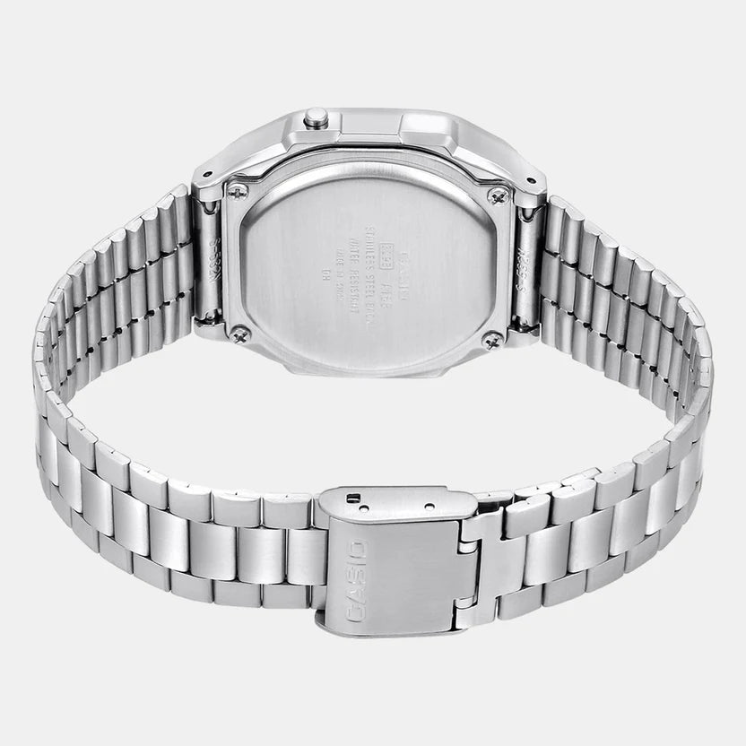 Casio Vintage Unisex Quartz Grey Dial Digital Stainless Steel Watch D131