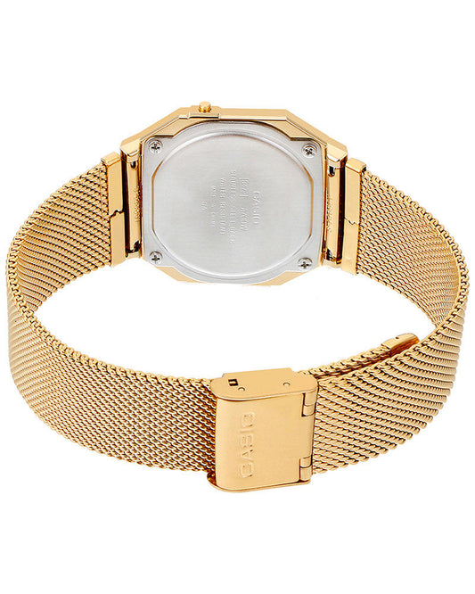 Vintage Unisex Quartz Gold Dial Digital Mesh Watch D171
