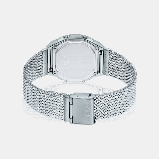Vintage Unisex Quartz Silver Dial Digital Mesh Watch D278