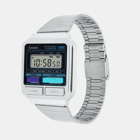 Vintage Unisex Quartz Silver Dial Digital Stainless Steel Watch D321