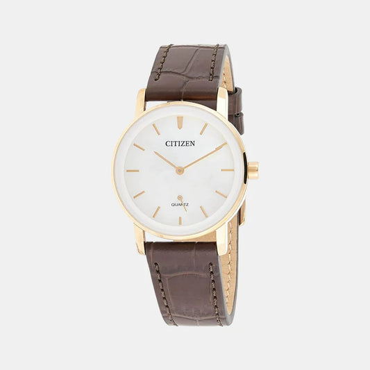 Citizen Women Quartz White Dial Analog Leather Watch EQ9063-04D