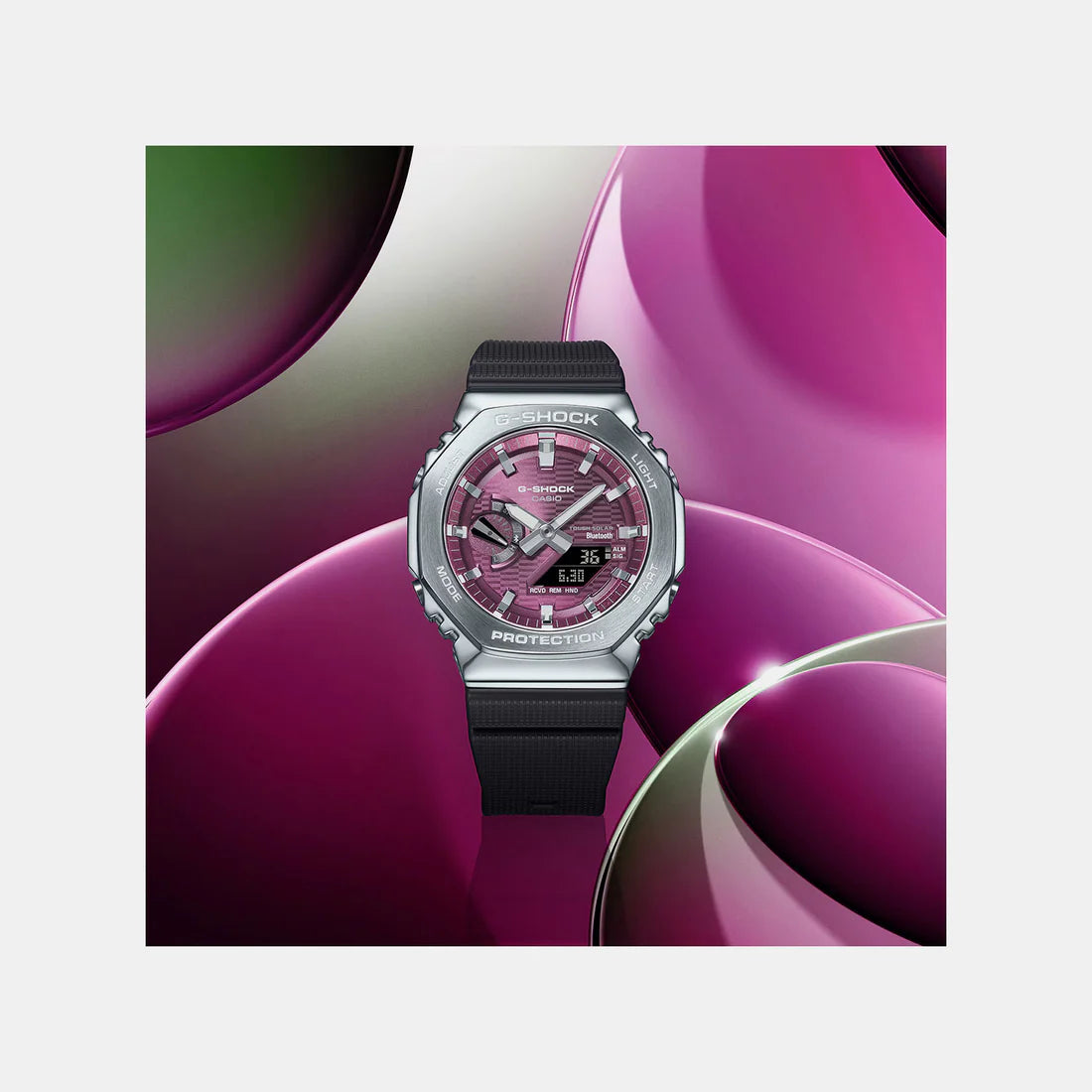 Casio G-Shock Men Quartz Burgundy Dial Analog-Digital Resin Watch G1735 GBM-2100A-4BDR