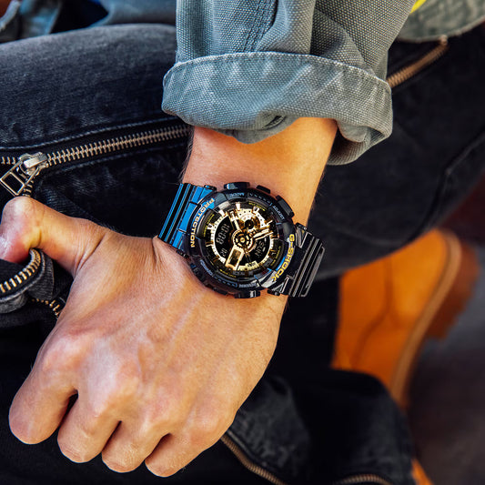 Casio G-Shock GA-110GB-1ADR Black & Gold Analog-Digital Dial Black Resin Strap Men's Watch Shock and 200M Water Resistant G339