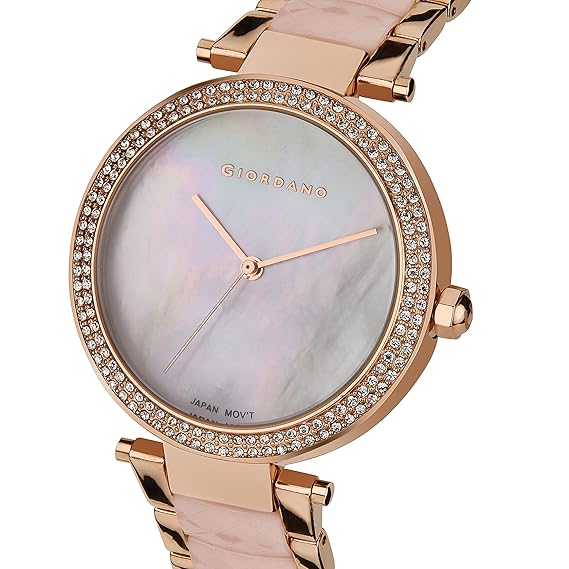 Giordano Analog Pink Dial Women's Watch with Rose Gold Band GD-2073-11