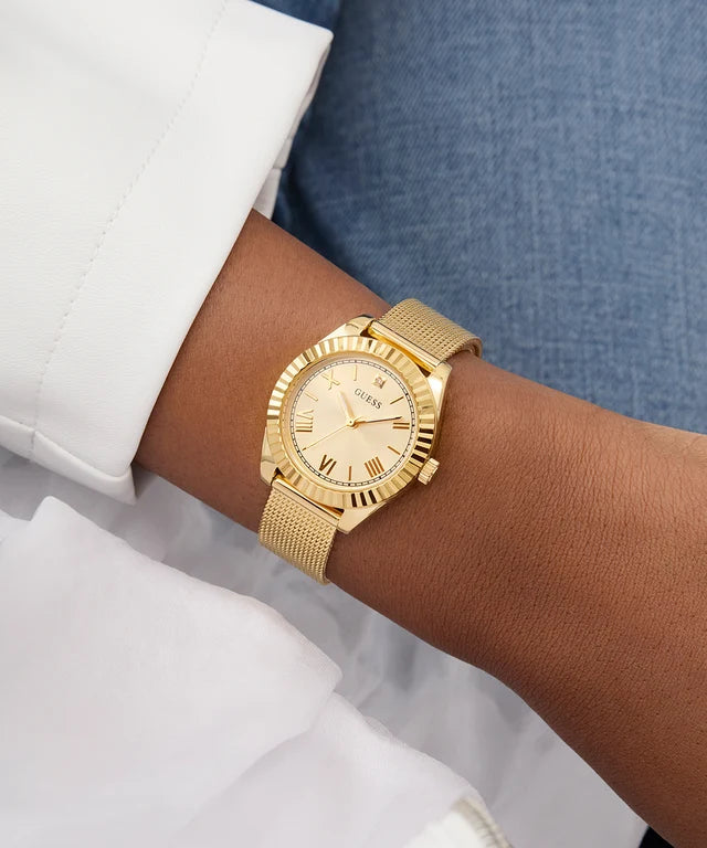 GUESS Mini Luna Champagne Round Dial Analog Women's Watch - GW0842L2