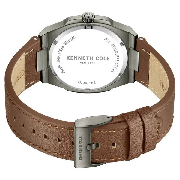 Kenneth Cole Quartz Analog Green Dial Brown Leather Strap Watch for Men ntkcwga0015202mn