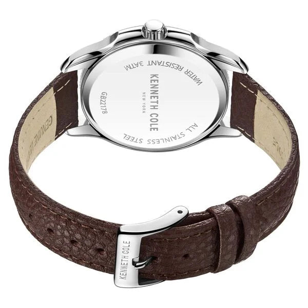Kenneth Cole Quartz Analog with Date Blue Dial Leather Strap Watch for Men kcwgb2217801mn