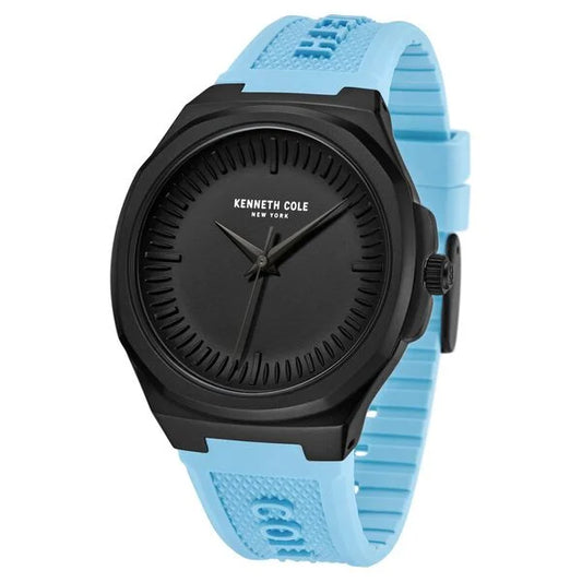 Kenneth Cole Quartz Analog Black Dial Blue Silicone Strap Watch For Men ntkcwgm0020801mn
