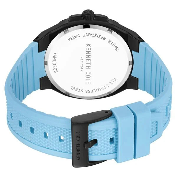 Kenneth Cole Quartz Analog Black Dial Blue Silicone Strap Watch For Men ntkcwgm0020801mn