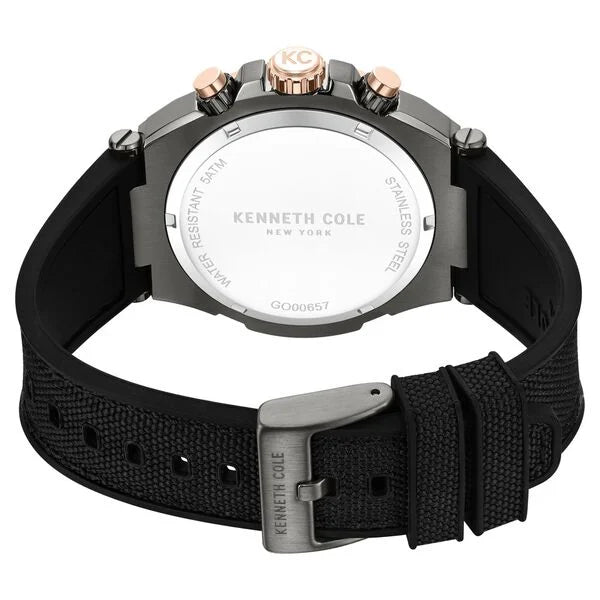 Kenneth Cole Quartz Multifunction Grey Dial Black Colour Silicone Strap Watch For Men
