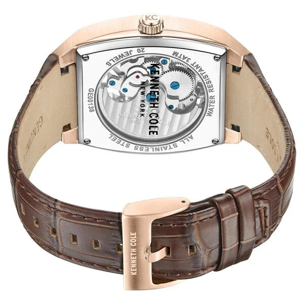 Kenneth Cole Automatic White Dial Leather Strap Watch For Men ntkcwgx0077402mn