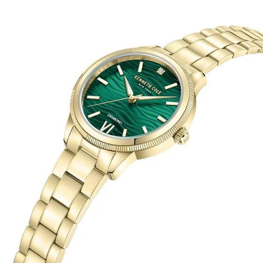 Kenneth Cole Quartz Analog Green dial Metal Strap Watch for Women ntkcwlg0017703ld