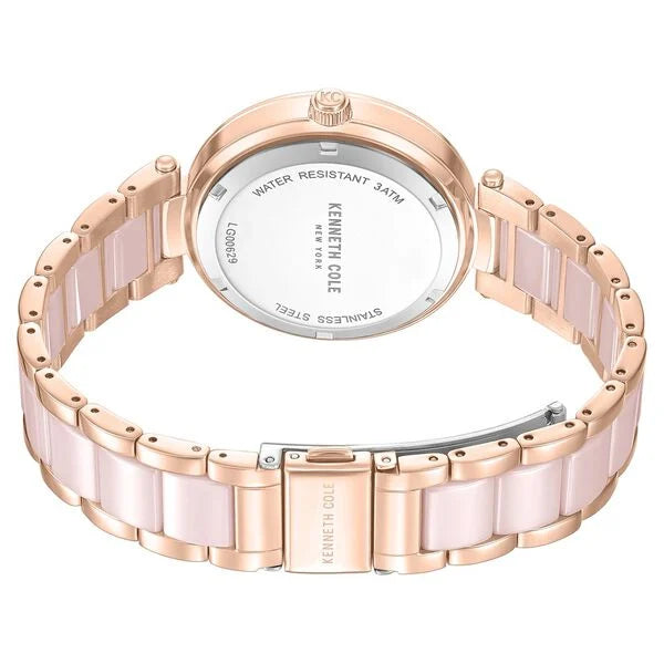 Kenneth Cole Quartz Analog Pink Dial Pink Stainless Steel & Ceramic Strap Watch For Women ntkcwlg0062902ld
