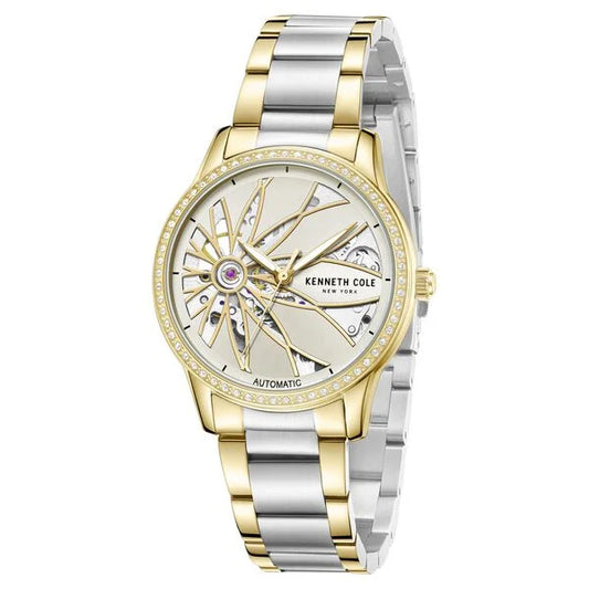 Kenneth Cole Automatic Silver Dial Two Toned Stainless Steel Strap Watch For Women