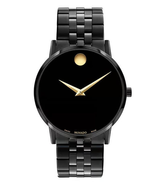 Movado Museum Classic Swiss Qtz Black Round Dial Men's Watch - 0607626
