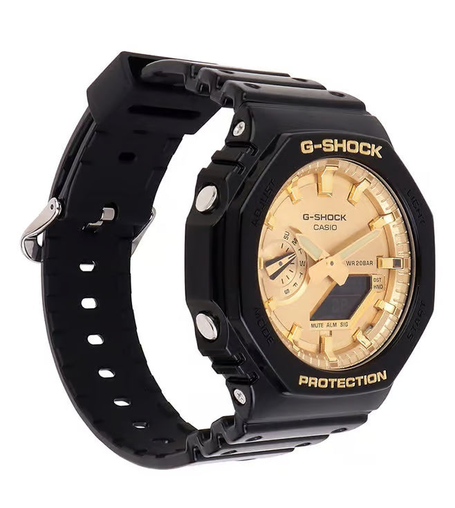 Casio G-Shock GA-2100GB-1ADR Gold Analog-Digital Dial Black Resin Strap Men's Watch G1453