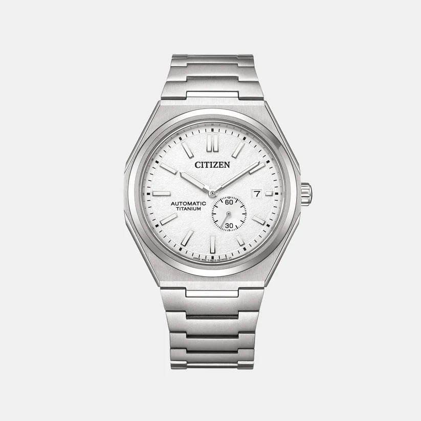 Citizen Zenshin Men Automatic White Dial Analog Stainless Steel Watch NJ0180-80A