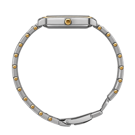 Timex Women’s Two-Tone Silver & Gold Rectangular Dial Stainless Steel Bracelet Watch TWEL28901