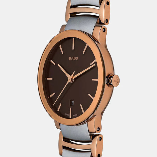 Rado Centrix Women Quartz Brown Dial Analog Stainless Steel Watch R30555303