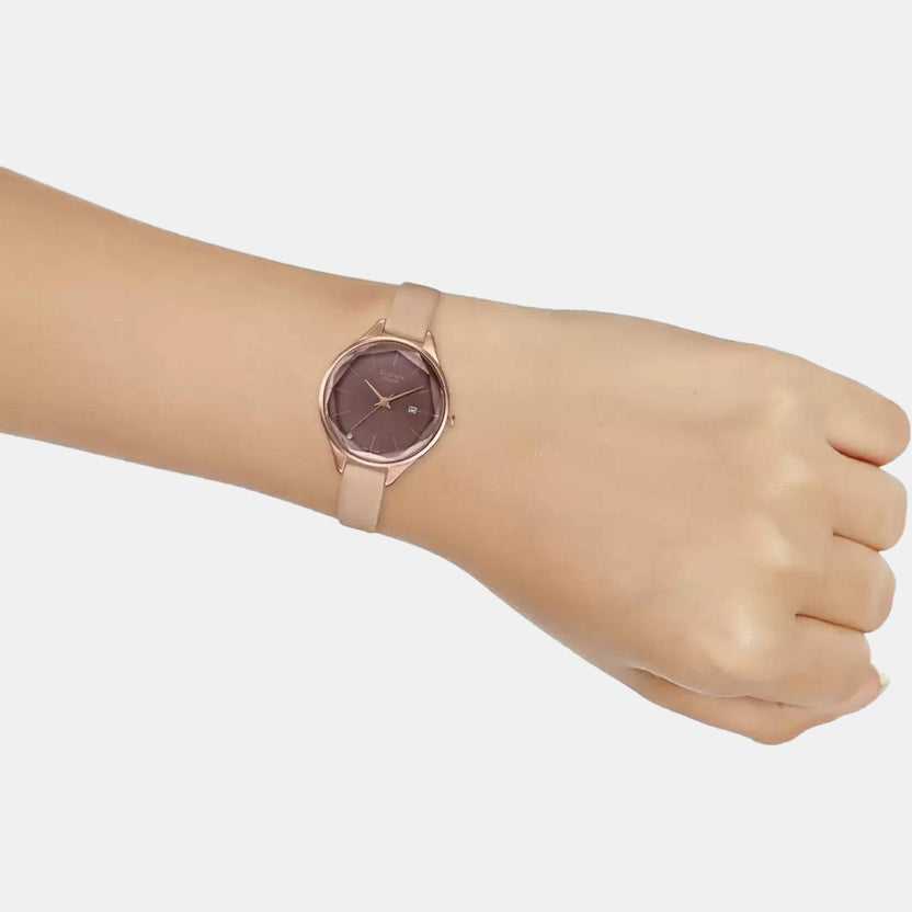 Sheen Women Quartz Brown Dial Analog Leather Watch SH253