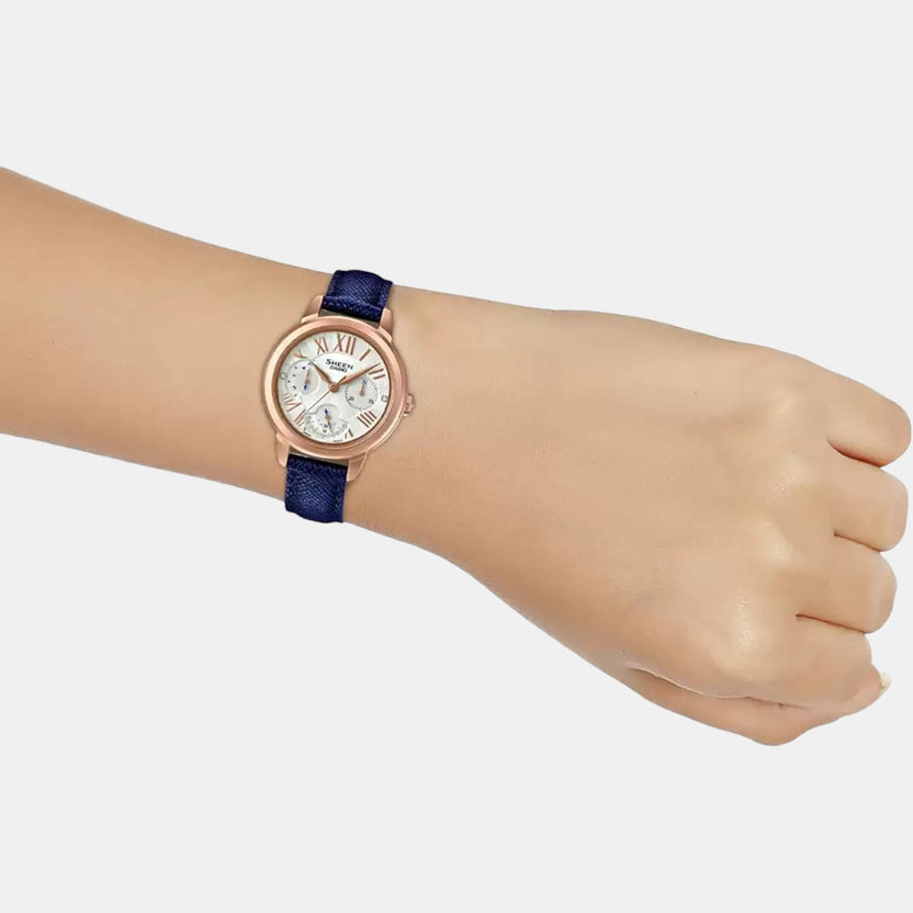 Sheen Women Quartz Blue Dial Chronograph Leather Watch SX208