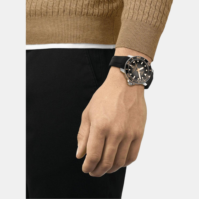 Tissot Seastar 2000 Men Automatic Graded Grey-Black Dial Analog Rubber Watch T1206071744101