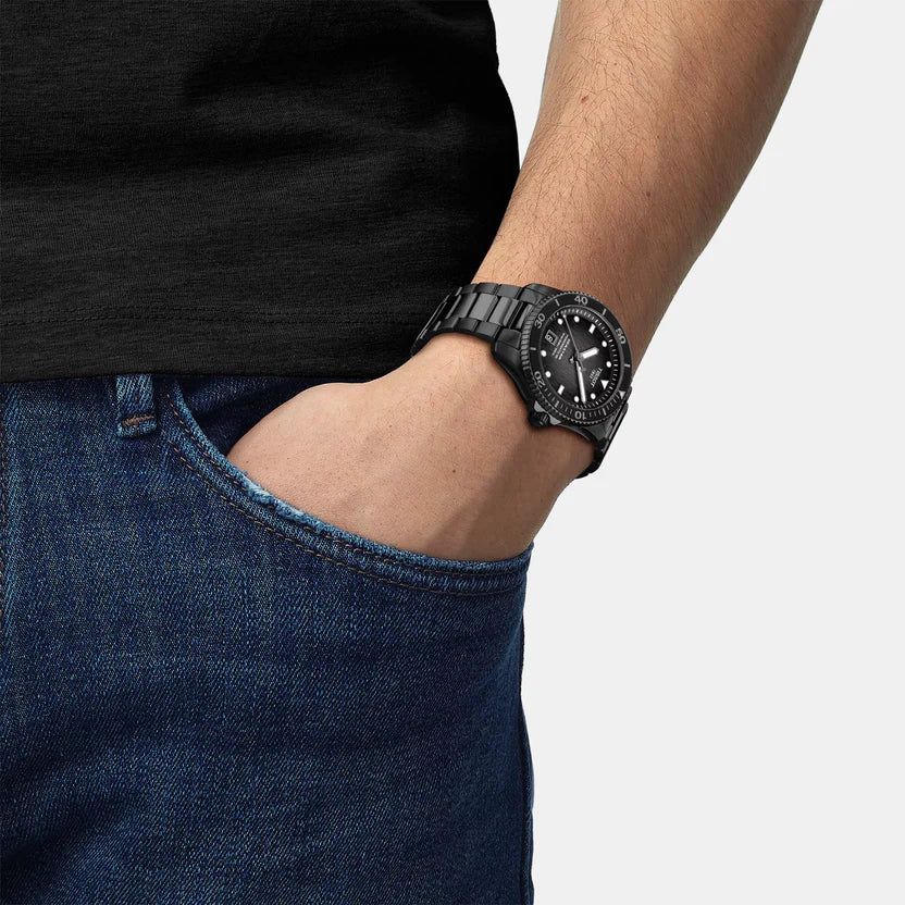 Tissot Seastar 1000 Powermatic 80 Men Automatic Graded Grey-Black Dial Analog Stainless Steel Watch T1208073305100