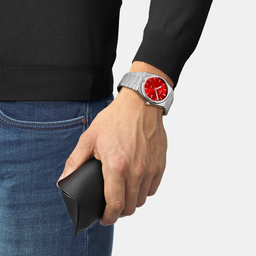 Tissot PRX Men Quartz Red Dial Analog Stainless Steel Watch - T1374101142100