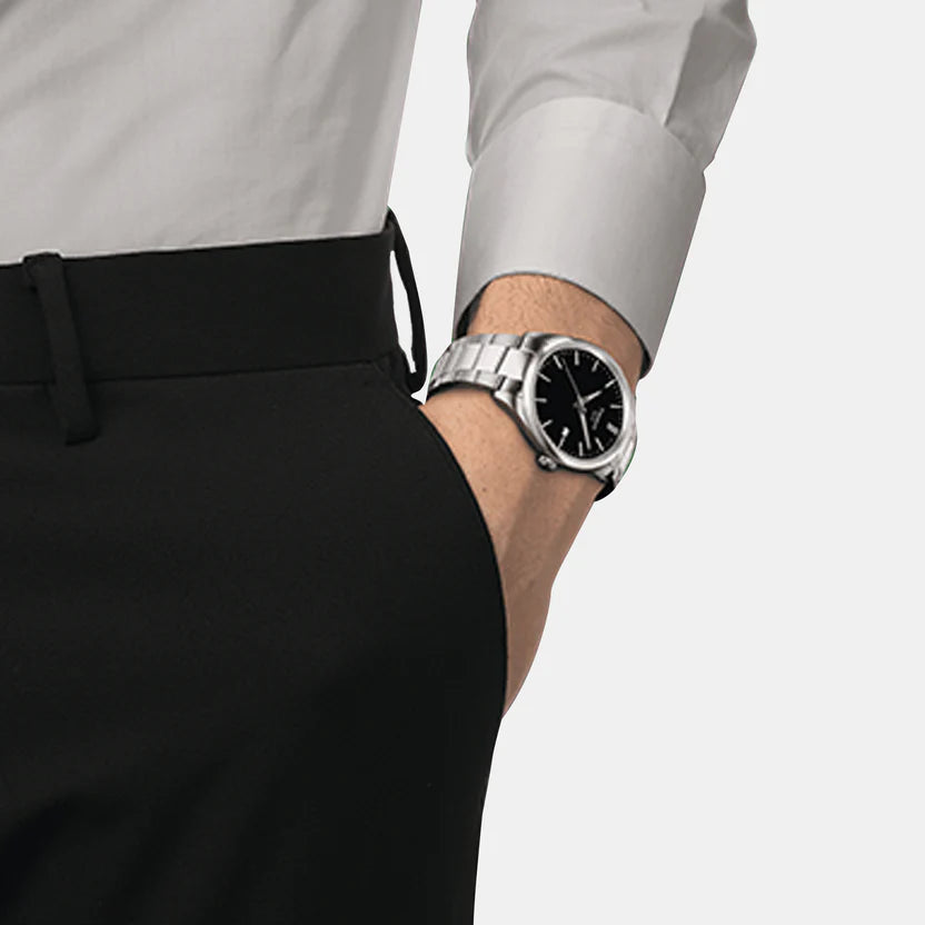Tissot PR 100 Men Quartz Black Dial Analog Stainless Steel Watch T1504101105100