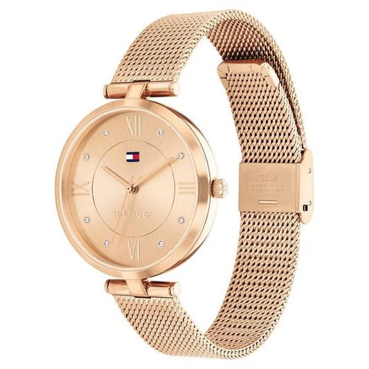 Tommy Hilfiger Quartz Analog Rose Gold Dial Rose Gold Stainless Steel Strap Watch for Women
