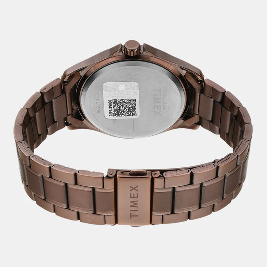 Timex Fashion Men Quartz Brown Dial Analog Stainless Steel Watch TW000X136