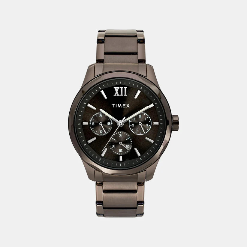 Timex Fashion Men Quartz Brown Dial Multi-Function Stainless Steel Watch TW0TG7636