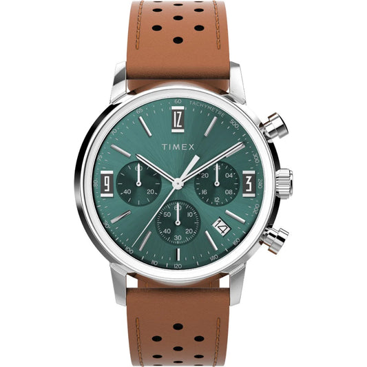 Timex Marlin Chronograph Tachymeter 40mm Leather Strap Watch TW2W10100UJ
