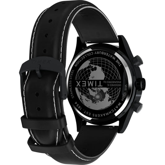Timex Waterbury Traditional Fly Back Chronograph 43mm Leather Strap Watch - TW2W48000UJ