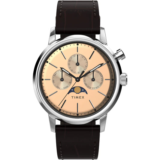 Timex Marlin Moon Phase 40mm Leather Strap Watch - TW2W51100UJ