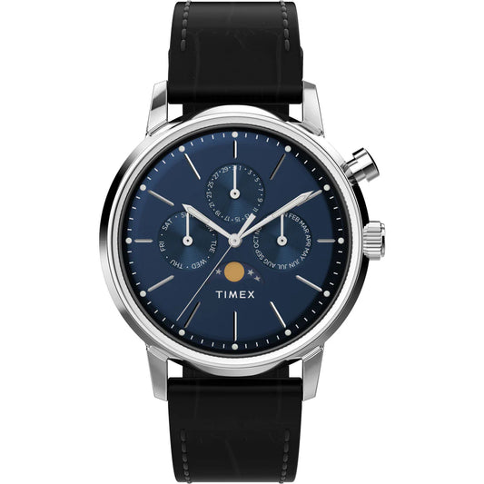 Timex Marlin Moon Phase 40mm Leather Strap Watch - TW2W51200UJ