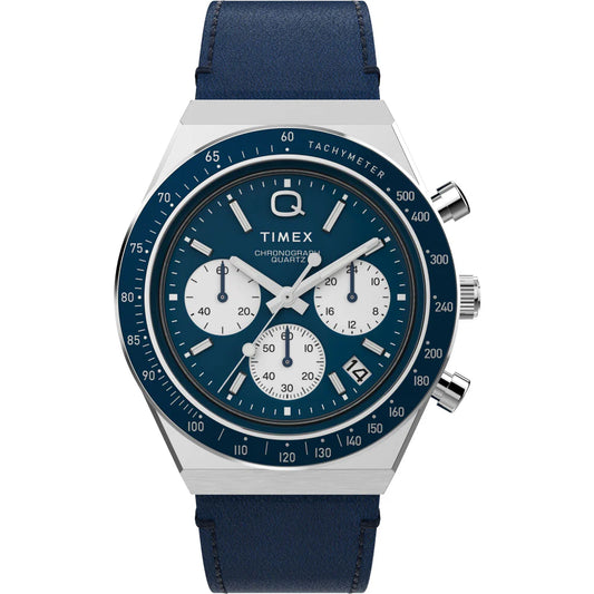 Q Timex Chronograph 40mm Leather Strap Watch- TW2W51700UJ