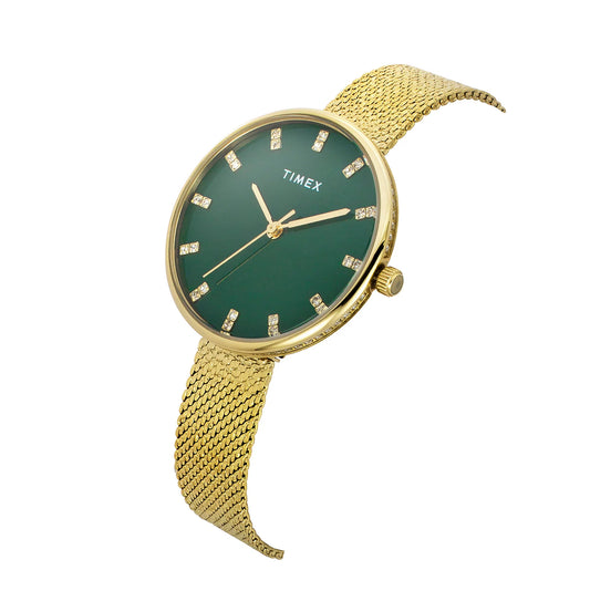 TIMEX Women Green Round Dial Analog Watch - TWEL21501