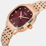 Timex Trendline Women Quartz Burgundy Dial Analog Stainless Steel Watch TWEL27300