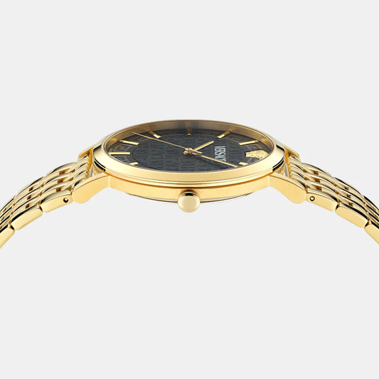 Versace Greca Slim Men Quartz Black Dial Analog Stainless Steel Watch VE8Q00524