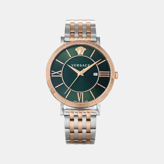 Versace Men Quartz Green Dial Analog Stainless Steel Watch VENCA0424