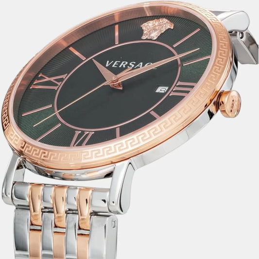 Versace Men Quartz Green Dial Analog Stainless Steel Watch VENCA0424