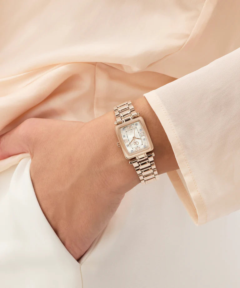 Gc Plaza Mini Small Size Metal Rose Gold Stainless Steel White Dial Womens Watch Z71005L3