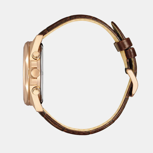 Citizen Men Eco-Drive White Dial Chronograph Leather Watch CA4593-15A