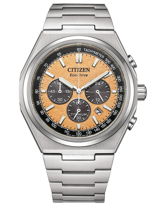 Citizen men zenshin round orange watches CA4610-85Z