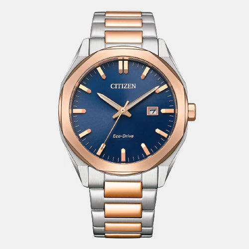 Citizen Eco-Drive Men Octagon Blue Dial Analog Stainless Steel Watch BM7606-84L