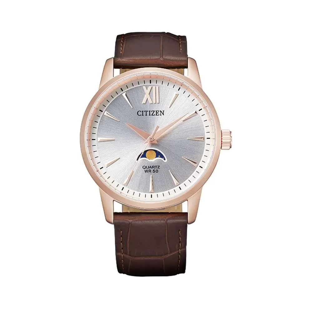 Citizen Mens Leather Analogue Watch - AK5003-05A (Silver_Free Size)