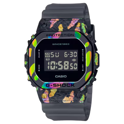 Casio G-Shock GM-5640GEM-1DR Multi-Coloured IP Digital Dial Translucent Resin Strap Men's Watch Shock Resistant Limited Edition G1348