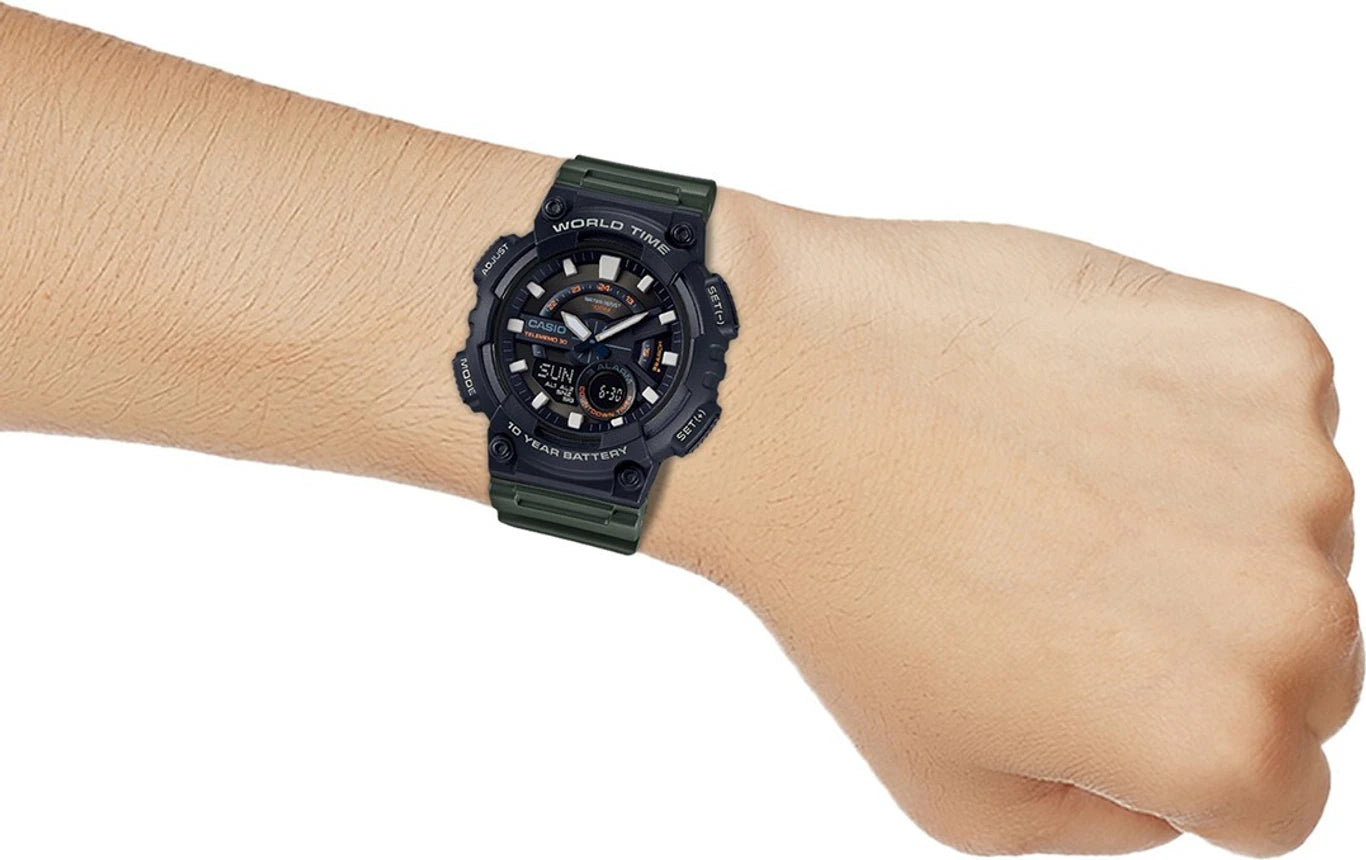 Casio Youth Combination Analog-Digital Black Dial Men's Watch - AEQ-110W-3AVDF (AD223)